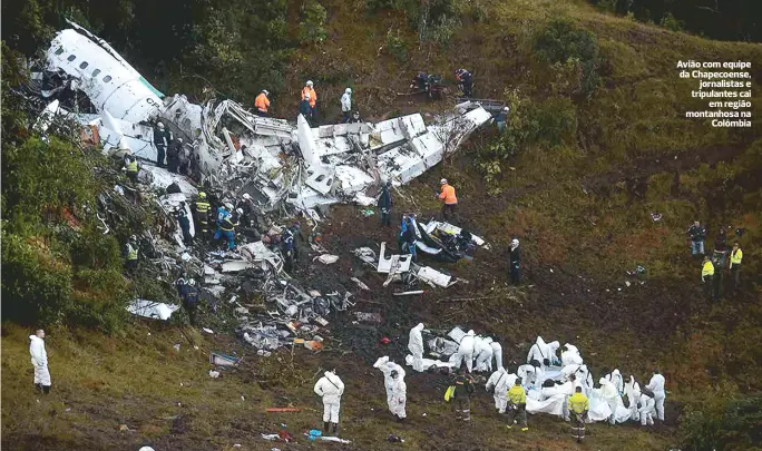  ??  ?? Avião com equipe da Chapecoens­e,
jornalista­s e tripulante­s cai
em região montanhosa na
Colômbia