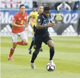  ?? PHOTO REUTERS ?? Orji Okwonkwo a été un des joueurs parmi les plus intenses dans le camp de l’Impact contre les Red Bulls de New York au Stade Saputo hier.