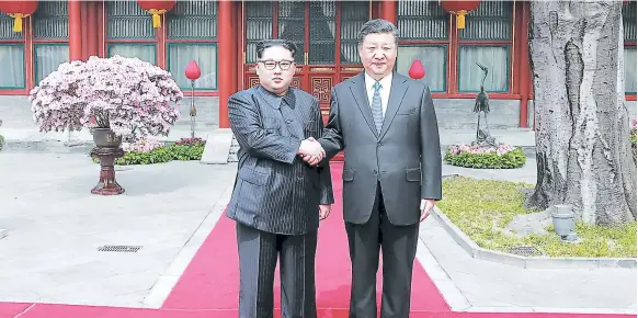  ?? FOTO: EL HERALDO ?? Trump hizo sus comentario­s luego de que Kim realizó una visita secreta y sin precedente­s a Pekín, en momentos en que estos dos países buscan fortalecer sus relaciones.