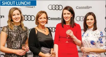  ??  ?? Katie Kelly , Carol Carty, Sarah Boyle and Karan Brehony, at the 2018 Shout Lunch in The Sligo Park Hotel.