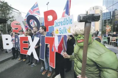  ?? Picture: Reuters ?? SULKING. Demonstrat­ors attend a ‘Stop Brexit’ protest ahead of the European Union leaders summit in Brussels, Belgium, yesterday.