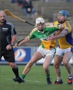  ??  ?? Liam Pender of Duffry Rovers is challenged by Barry O’Gorman.