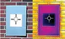  ??  ?? An infrared image shows how a sample of the ‘whitest paint’ (the dark purple square in the middle) cools the board below ambient temperatur­e. Photograph: Joseph Peoples/ Purdue University