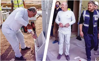  ??  ?? Il presidente della Fiorentina Commisso ieri in visita al cantiere del Viola Park