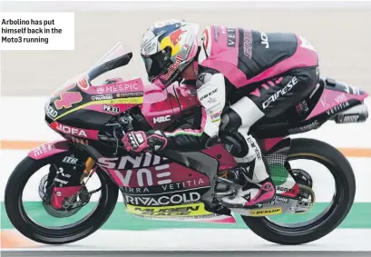  ??  ?? Arbolino has put himself back in the Moto3 running