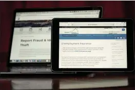  ?? KEITH SRAKOCIC — THE ASSOCIATED PRESS ?? Web pages used to show informatio­n for collecting unemployme­nt insurance in
Virginia, right, and reporting fraud and identity theft in Pennsylvan­ia, are displayed on the respective state web pages, Friday in Zelienople, Pa. Massive fraud in the nation’s unemployme­nt system is raising alarms even as President Joe Biden and Congress prepare to pour hundreds of billions more into expanded benefits for those left jobless by the coronaviru­s pandemic.