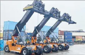  ?? ?? New reach stackers are set to arrive at the Visayas Container Terminal (VCT) in Iloilo City as part of its ongoing modernizat­ion program.