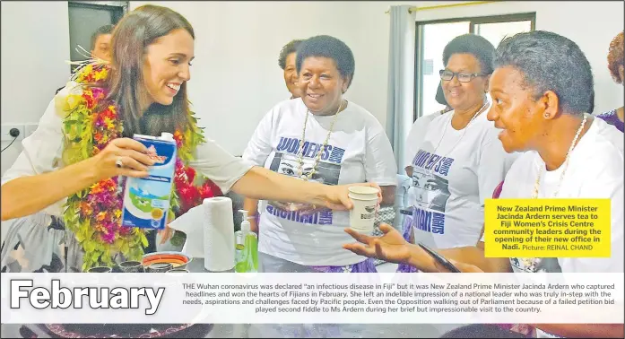  ?? Picture: REINAL CHAND ?? New Zealand Prime Minister Jacinda Ardern serves tea to Fiji Women’s Crisis Centre community leaders during the opening of their new office in Nadi.