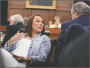  ?? AP/MANUEL BALCE CENETA ?? Rep. Martha Roby, R-Ala., confers with a fellow lawmaker during a hearing on the fiscal-2018 budget Wednesday on Capitol Hill.