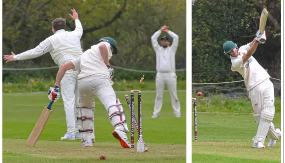  ?? Pictues: Steve Smyth ?? Eversley Cricket Club in action
James Magowan in bat for Eversley