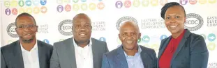  ?? Picture: SIVENATHI GOSA ?? PLANS FOR THE FUTURE: From left, Salimisa BIZ Hub officer Thando Ngobo, regional manager of Gauteng Enterprise Propeller Sello Manoto, senior manager of enterprise developmen­t at ECDC Mpumelelo Fundam and ECDC business adviser Simnikiwe Kakaza at the...