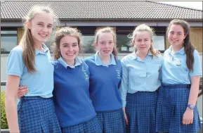  ??  ?? Junior Cert students Fiona Stanton, Alannah Buckley, Hannah O’Flaherty, Cliona Hennessy and Aoife Fitzpatric at St Mary’s, Mallow. Photo: Eugene Cosgrove