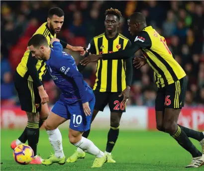  ??  ?? Chelsea star Eden Hazard played a crucial role in their hard-fought victory against Watford