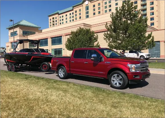  ?? PHOTOS BY RICHARD RUSSELL/WHEELS ?? The 2018 Ford F150 Power Stroke diesel can tow up to 11,400 pounds.