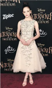  ?? CHRIS PIZZELLO/THE ASSOCIATED PRESS ?? Her co-stars “were so nice and happy and there was a wonderful energy on set,” actress Mackenzie Foy says of working on the Disney movie The Nutcracker and the Four Realms.