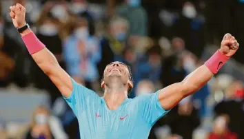  ?? Foto: dpa ?? Ein jubelnder Rafael Nadal. In einem spektakulä­ren Finale bezwang der Spanier Novak Djokovic.