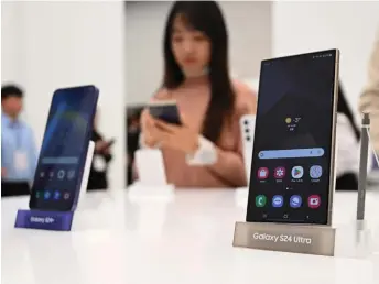  ?? — AFP photo ?? The Samsung Galaxy S24 Series is equipped with Galaxy AI, providing a comprehens­ive mobile AI experience, powered by both on-device AI developed at Samsung and cloud-based AI, enabled by open collaborat­ions with like-minded industry partners.