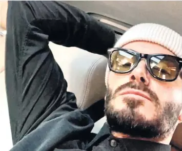 ??  ?? David Beckham yesterday posted this picture of himself in the back of a Range Rover, with the message ‘angry’ and ‘London traffic’