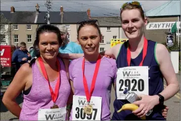  ??  ?? 10k winners Laura Coyne (2nd - Over 40s), Sandra Young (1st) and Kate O’Halloran (4th).