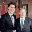  ?? THE CANADIAN PRESS FILES ?? Prime Minister Justin Trudeau meets with the Aga Khan on Parliament Hill in Ottawa on May 17, 2016.