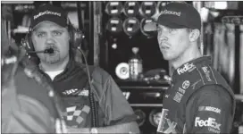  ?? AP FILE ?? Denny Hamlin (right) says he was ‘severely disrespect­ed by NASCAR’ by getting fined for saying the Gen-6 car did not race as well as the five previous generation models.