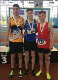  ??  ?? Tadgh Donnelly, who won the silver medal at the National Junior Indoor Track Championsh­ips in Athlone.