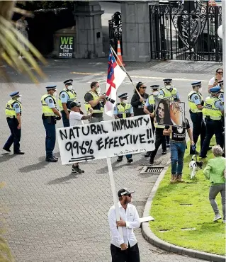  ?? ROBERT KITCHIN / STUFF ?? Offensive imagery and misleading claims are one thing, but radicalisa­tion is taking place in broad daylight – on the front lawn of Parliament.