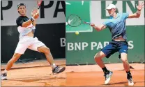  ?? Picture: AFP ?? SIZING EACH OTHER UP: Argentina’s Diego Schwartzma­n, left, and the taller South Africa’s Kevin Anderson will compete against each other in the fourth round of the French Open later today