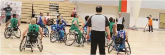  ??  ?? Kuwait Team seen in action at the GCC wheelchair basketball championsh­ip.—KUNA