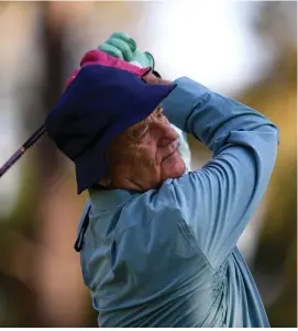  ?? USA TODAY SPORTS ?? American actor and comedian Bill Murray tees off on the ninth during the first round of the AT&T Pebble Beach Pro-Am golf