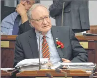  ?? GUARDIAN PHOTO ?? Premier Wade MacLauchla­n is shown during the 2017 session of the P.E.I. legislatur­e. He says reducing the deficit and returning to a surplus budget are among his government’s key priorities.