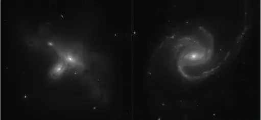  ??  ?? ▲ Images of galaxies ARP-MADORE2115-273 (left) and ARP-MADORE0002-503 (right) from July 2021 showed Hubble was back in order