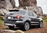  ??  ?? Power for the Ford Explorer is served up courtesy of a 365-horsepower, 3.5-liter twin-turbocharg­ed EcoBoost V-6, good for 350 lb.-ft. of torque. Towing capacity is 5,000 pounds.