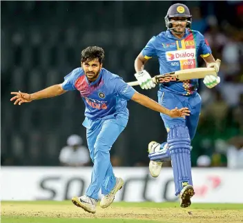  ??  ?? India bowler Shardul Thakur appeals during the Twenty20 cricket match against Sri Lanka in the Nidahas triangular series in Colombo, Sri Lanka, on Monday. — AP