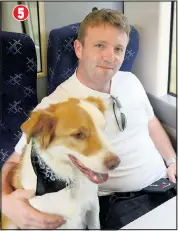  ??  ?? Now sit... Paddy next to his owner on the train
5