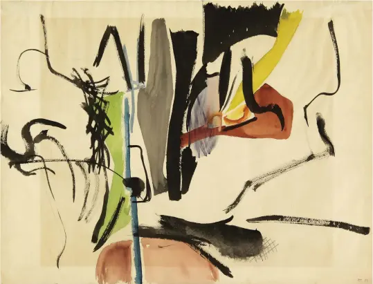  ??  ?? Hans Hartung, Untitled, 1935; watercolor on paper; 47 x 61.3 cm; Fondation Hartung-Bergman, Antibes. Photo: Fondation Hartung-Bergman. © ADAGP, Paris, 2019.