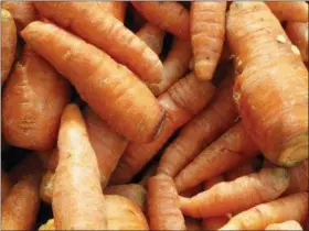  ?? DEAN FOSDICK VIA AP ?? This undated photo shows cleaned carrots after being taken from a garden near Washington, D.C. Row crop vegetables eaten raw are among the most common causes of food-borne ailments. Thorough washing and cooking are the best ways to kill bacteria in...