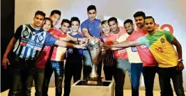  ?? PIC/PTI ?? Captains of I-league Football Teams pose with the trophy during a press conference for next season starting from January 2017, in New Delhi on Tuesday