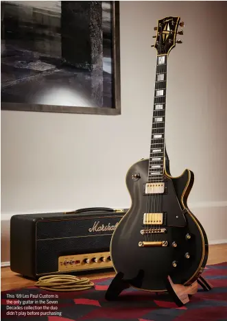  ??  ?? This ’69 Les Paul Custom is the only guitar in the Seven Decades collection the duo didn’t play before purchasing