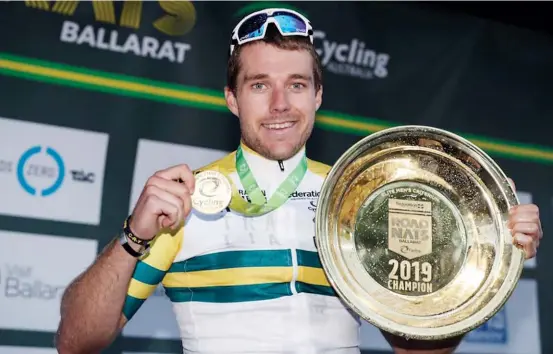  ??  ?? Warragul cyclist Brenton Jones is all smiles after breaking through for an emotional maiden national championsh­ip in Ballarat on Friday.