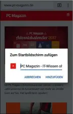  ??  ?? Rechts: Oft geöffnete Webseiten lassen sich als Widget auf die Startseite platzieren.