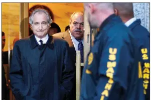  ?? (AP) ?? Bernie Madoff leaves U.S. District Court in Manhattan after a bail hearing in New York in January of 2009.