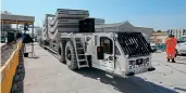  ??  ?? Concrete segments being loaded for transport to the tunnelling site.