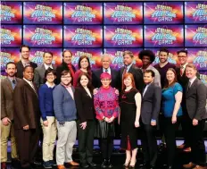  ?? JEOPARDY! PRODUCTION­S, INC. ?? Jeopardy!’s first ever team tournament will pit groups of former champions against each other in 10 weekday episodes that will air until March 5. The 18 contestant­s were chosen primarily on the basis of their previous success.