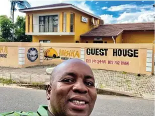  ?? /FACEBOOK ?? Philemon Lukhele posing outside his guesthouse where it’s believed slain Hillary Gardee was held hostage.