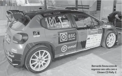  ?? ?? Bernardo Sousa está de regresso aos ralis com o Citroen C3 Rally 2.