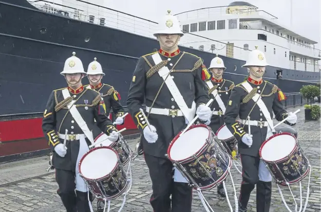  ?? PICTURE: IAN GEORGESON ?? The Royal Navy helped launch year’s Royal Edinburgh Military Tattoo at the luxury floating hotel Fingal in Leith Docks