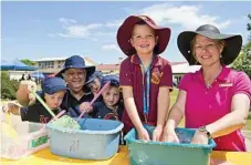  ??  ?? Making slime at Under 8s Day are (from left) Jake OBrien, Jenny Winters, Levi Knight, Seth Knight, Nate Hartwig and Michelle Rankine.