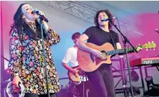  ??  ?? Together: Martine Mccutcheon and Jack Mcmanus perform at Cornbury Festival