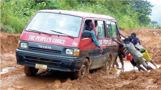  ??  ?? Mararaba- Baisa Road, which leads to Kurmi Local Council of Taraba State and to Cameroun, in a terrible state... PHOTO/ CHARLES AKPEJI